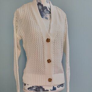 GAP Crochet Cardigan, Cotton Cream Colour, New XS